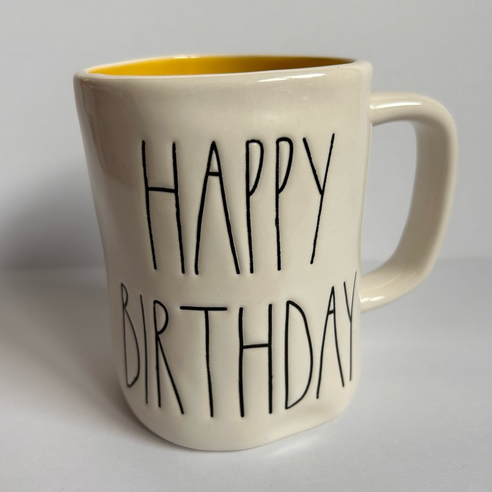 Rae Dunn Happy Birthday Mug Yellow
